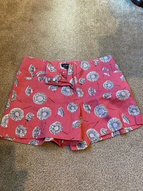 LOFT Coral Pink Floral Linen-Blend Shorts